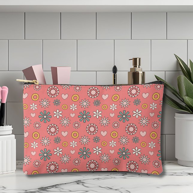 Retro Flower and Heart Accessory Pouch (Creator Uploaded)