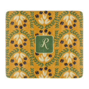 Retro flower and Leaf Monogram Cutting Board