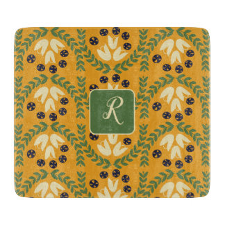 Retro flower and Leaf Monogram Cutting Board