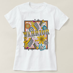 Retro Flower Brain Tumour Warrior Grey Ribbon T-Shirt