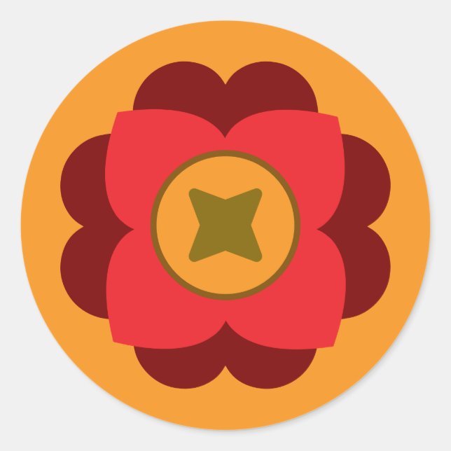 retro flower classic round sticker (Front)