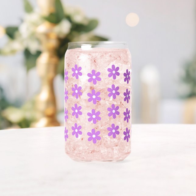 Retro Flower Daisy Birthday Bridal Shower Gifts Can Glass (Insitu (Wedding))