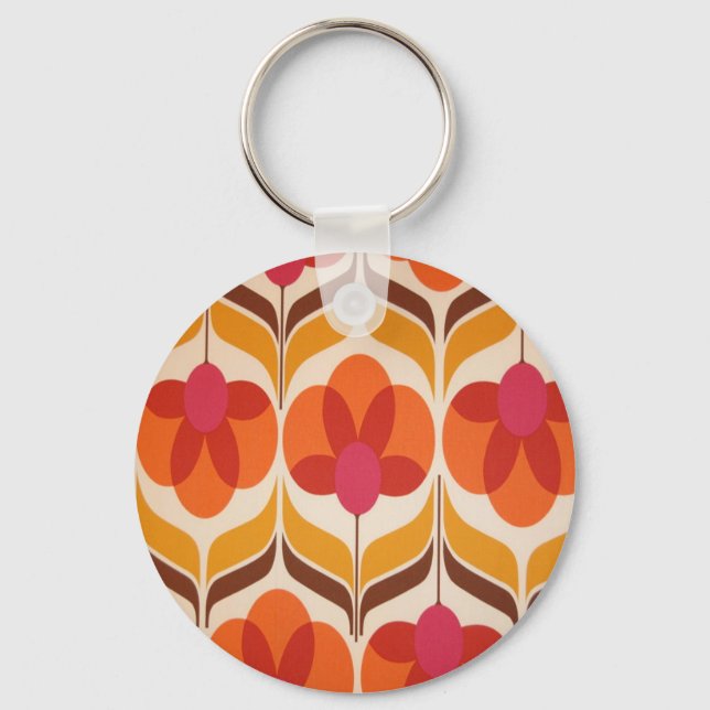 Retro Flower Design Key Ring (Front)
