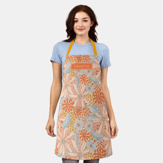 Retro Flower Garden Pattern Apron (Worn)