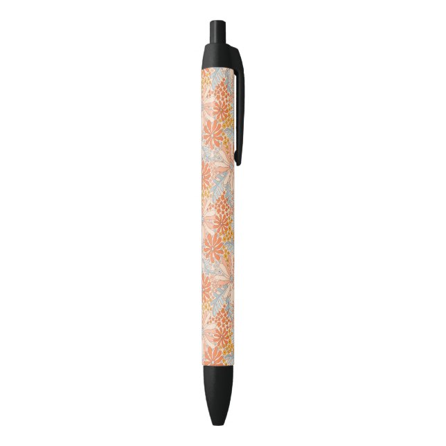 Retro Flower Garden Pattern Black Ink Pen (Bottom (Vertical))