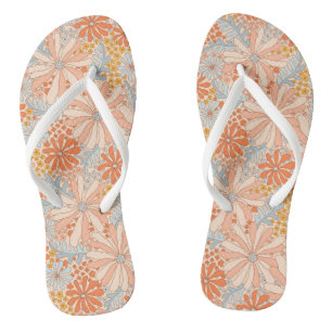 Retro Flower Garden Pattern Flip Flops