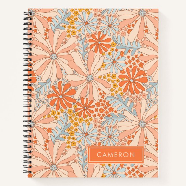 Retro Flower Garden Pattern Notebook (Front)