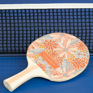 Retro Flower Garden Pattern Ping Pong Paddle