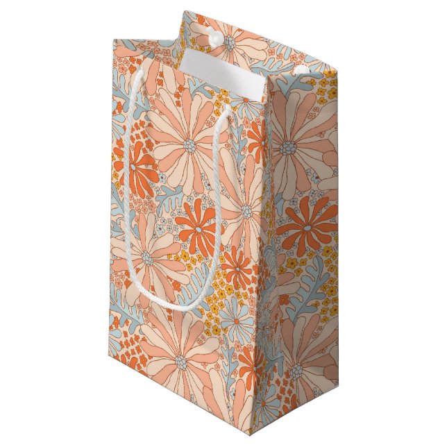 Retro Flower Garden Pattern Small Gift Bag (Front Angled)