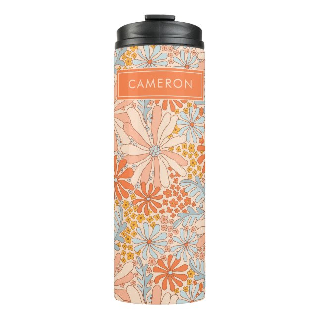 Retro Flower Garden Pattern Thermal Tumbler (Front)