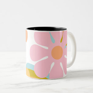 Retro Flower Groovy Hippie 60s 70s Two-Tone Coffee Mug