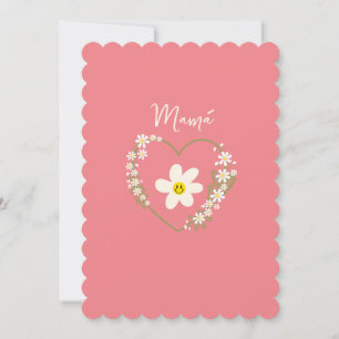 Retro Flower Heart Happy Face, Spanish Mama, Mum