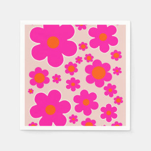 Retro Flower Market Florence Abstract Pink Floral Napkin