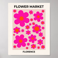 Retro Flower Market Florence Abstract Pink Floral