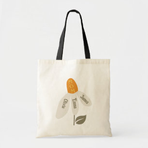 Retro Flower Mum, Kids Names, Custom Petals Tote Bag