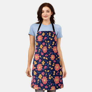 Retro Flower Pattern Apron
