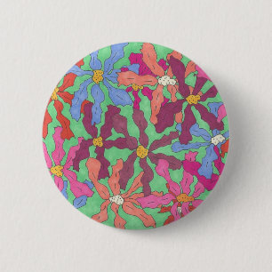 Retro Flower Pattern Boho Design 6 Cm Round Badge
