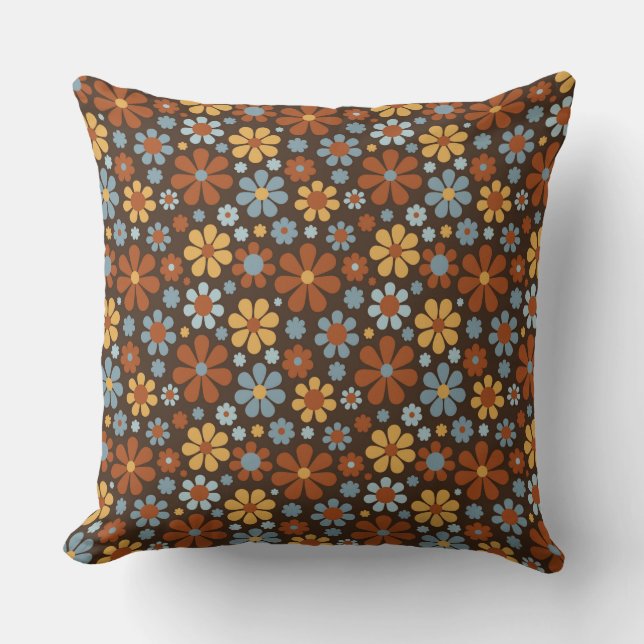 Retro Flower Pattern Cushion (Front)