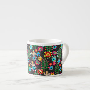 Retro, flower pattern espresso cup