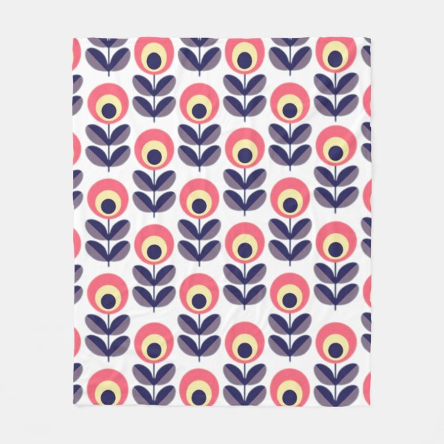 Retro Flower Pattern Fleece Blanket (Front)