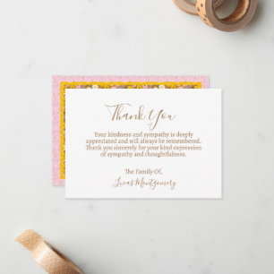 Retro Flower Pattern Funeral Thank You, Sympathy   Card