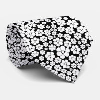 Retro Flower Pattern in White on Black