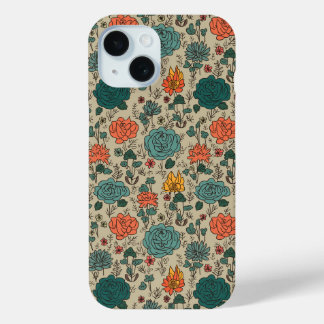 Retro Flower Pattern iPhone 15 Case