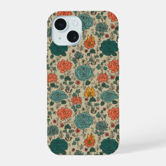 Retro Flower Pattern iPhone 15 Case