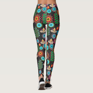 Retro, flower pattern leggings