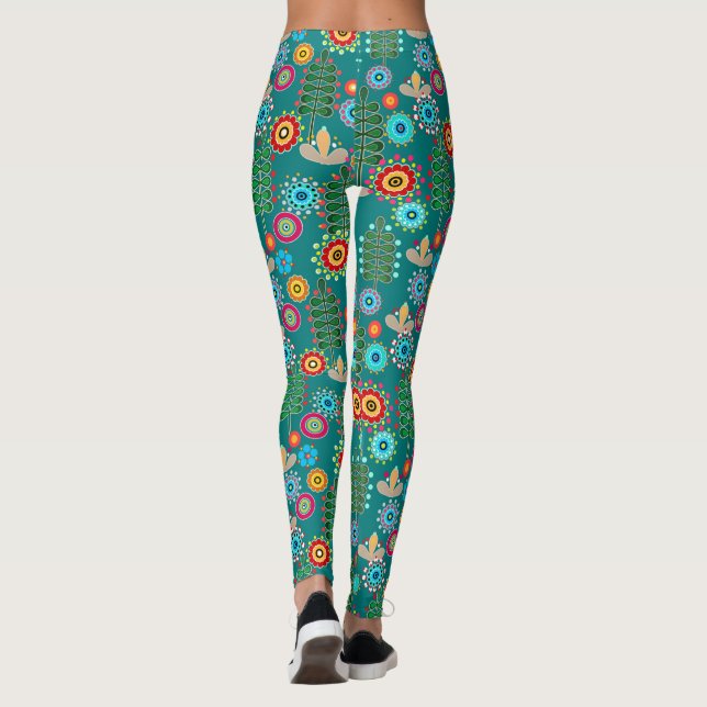 Retro, flower pattern leggings (Back)