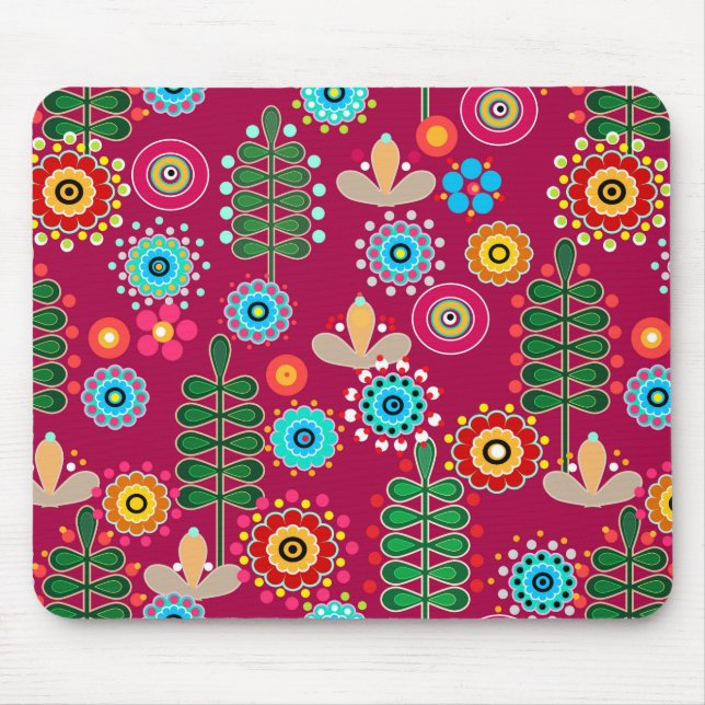 Retro, flower pattern mouse mat (Front)