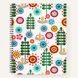 Retro, flower pattern notebook