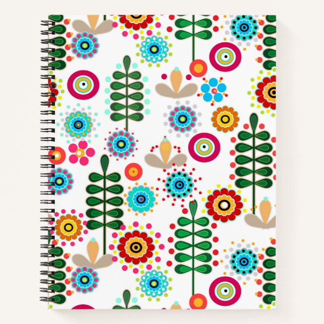 Retro, flower pattern notebook (Front)