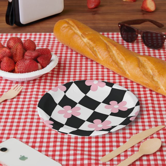Retro Flower Pattern Paper Plate (Picnic)
