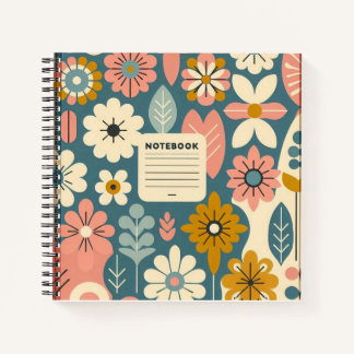 Retro flower pattern spiral note book
