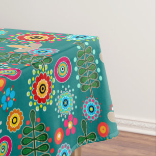 Retro, flower pattern tablecloth