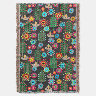 Retro, flower pattern throw blanket