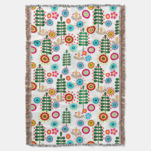 Retro, flower pattern throw blanket