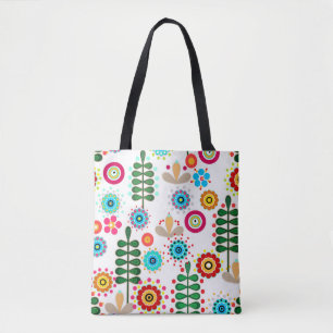 Retro, flower pattern tote bag