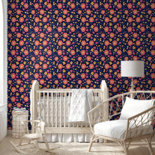 Retro Flower Pattern Wallpaper