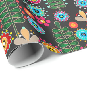 Retro, flower pattern wrapping paper