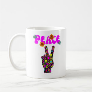 Retro Flower Peace Sign  Coffee Mug