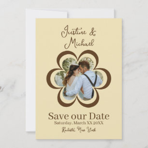 Retro Flower Photo Yellow Wedding Save the Date Invitation