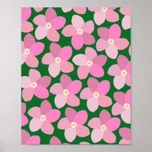 Retro Flower Pink And Green Poster