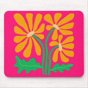 Retro Flower Pink Mouse Pad