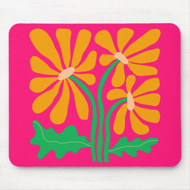 Retro Flower Pink Mouse Pad (Front)