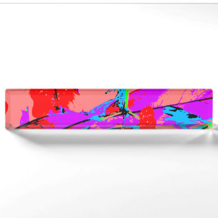 retro flower pink nameplate