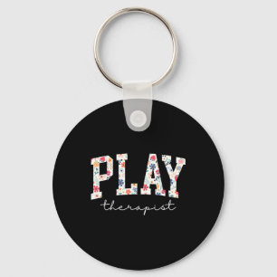 Retro Flower Play Therapist Mental Health Professi Key Ring