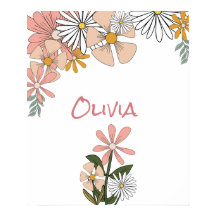 Retro Flower Poster For Girl Room