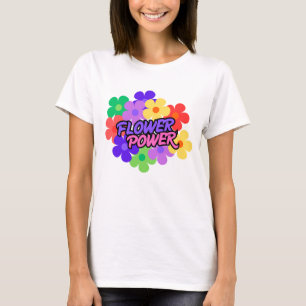 Retro Flower Power 60s 70s Floral Slogan T-Shirt